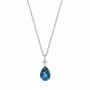 Λευκόχρυσο κολιέ Κ18 με London Blue Topaz και διαμάντι