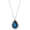 Λευκόχρυσο κολιέ Κ18 με London Blue Topaz και διαμάντια