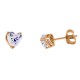 Ροζ χρυσά σκουλαρίκια καρδιές Κ14 με ζιργκόν