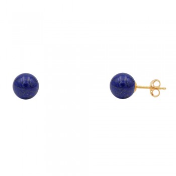 Χρυσά σκουλαρίκια Κ14 με lapis lazuli