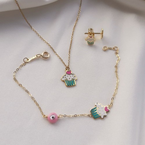 Χρυσό παιδικό mini set Κ14