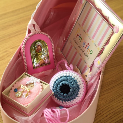 Baby box για κοριτσάκι με παραμάνα, ματάκι, εικόνα και κορνίζα