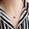 Λευκόχρυσο κολιέ cushion Κ14 με συνθετικό τανζανίτη