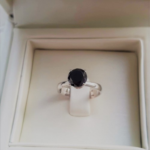 Λευκόχρυσο δαχτυλίδι μονόπετρο Κ18 με black diamond