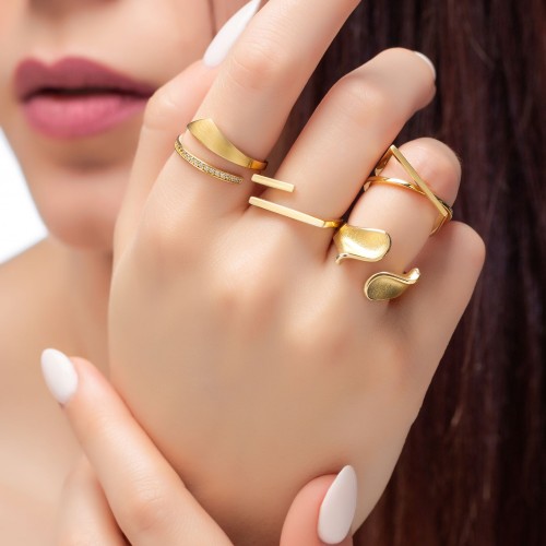Χρυσό δαχτυλίδι fashion K14 με ζιργκόν
