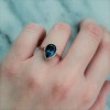 Δαχτυλίδι από ροζ χρυσό Κ18 με διαμάντια και London Blue Topaz