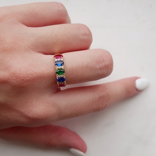 Χρυσό δαχτυλίδι σειρέ multi colour Κ14