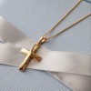Μασίφ χρυσός σταυρός βάπτισης αρραβώνα Κ14 με αλυσίδα