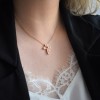 Μασίφ γυναικείος ροζ χρυσός σταυρός Κ14 με αλυσίδα