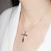 Ροζ χρυσός σταυρός Κ18 με διαμάντια