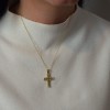 Χρυσός γυναικείος βαπτιστικός σταυρός Κ14 με αλυσίδα