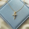 Χρυσός μασίφ βαπτιστικός σταυρός Κ14 με αλυσίδα