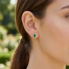 Χρυσά σκουλαρίκια οβάλ ροζέτες Κ9 με ζιργκόν