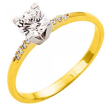 Χρυσό δαχτυλίδι μονόπετρο Κ14