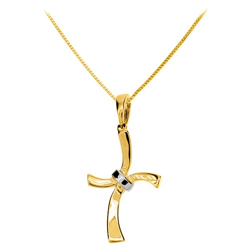 Χρυσός σταυρός Fashion K14 με αλυσίδα