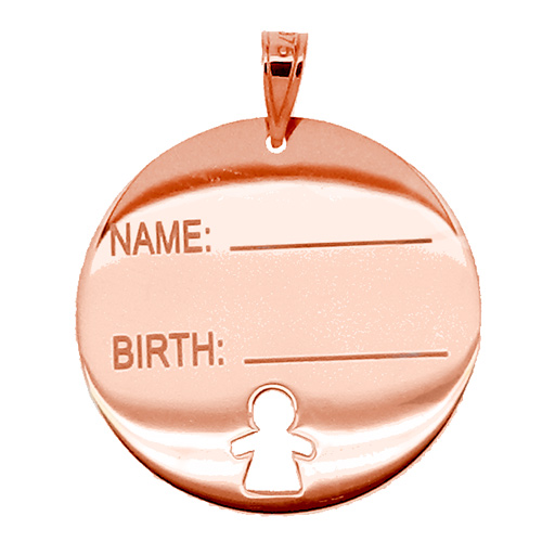 Παιδικό μενταγιόν-ταυτότητα από ροζ χρυσό Κ9