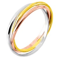 Δαχτυλίδι από κίτρινο-λευκό και ροζ χρυσό Κ14