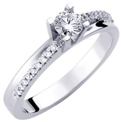 Λευκόχρυσο δαχτυλίδι μονόπετρο Κ18 με διαμάντια