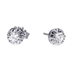 Λευκόχρυσα σκουλαρίκια Κ18 με brilliant