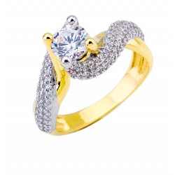 Χρυσό δαχτυλίδι μονόπετρο Κ14