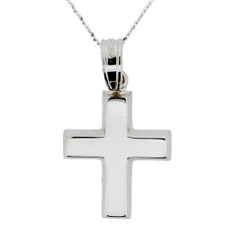 Λευκόχρυσος σταυρός Κ9 με αλυσίδα