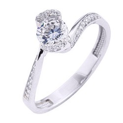 Λευκόχρυσο μονόπετρο δαχτυλίδι Κ9