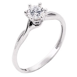 Λευκόχρυσο μονόπετρο δαχτυλίδι Κ9