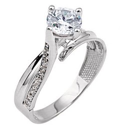 Λευκόχρυσο δαχτυλίδι μονόπετρο Κ14