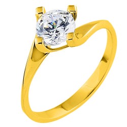 Χρυσό μονόπετρο δαχτυλίδι Κ9