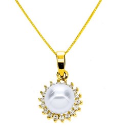 Χρυσό μενταγιόν Κ14 με αλυσίδα