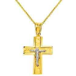 Χρυσός σταυρός Κ9 με αλυσίδα