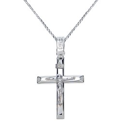 Ανδρικός λευκόχρυσος σταυρός Κ9 με αλυσίδα