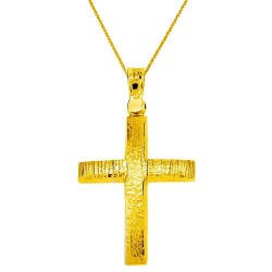 Χρυσός σταυρός Κ9 με αλυσίδα