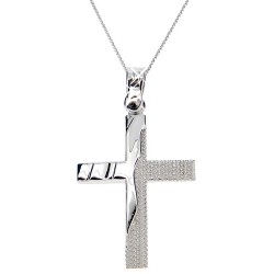Λευκόχρυσος σταυρός Κ9 με αλυσίδα