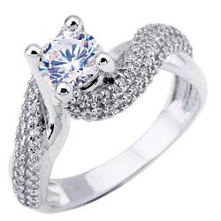 Λευκόχρυσο δαχτυλίδι μονόπετρο Κ14