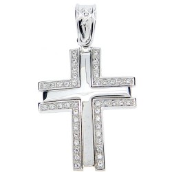 Λευκόχρυσος βαπτιστικός σταυρός Κ9 με ζιργκόν