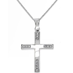 Λευκόχρυσος σταυρός Κ9 με αλυσίδα