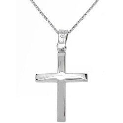 Λευκόχρυσος σταυρός Κ9 με αλυσίδα