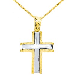 Χρυσός σταυρός Κ9 με αλυσίδα