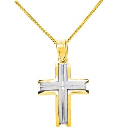 Χρυσός σταυρός Κ9 με αλυσίδα