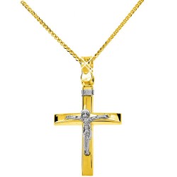 Χρυσός σταυρός Κ9 με αλυσίδα