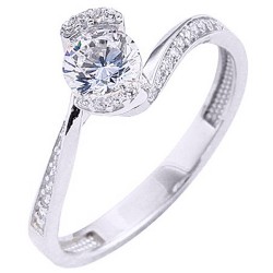 Λευκόχρυσο μονόπετρο δαχτυλίδι  Κ14