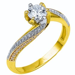 Χρυσό δαχτυλίδι μονόπετρο Κ14