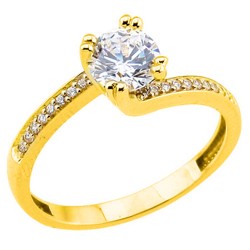 Χρυσό δαχτυλίδι μονόπετρο Κ14