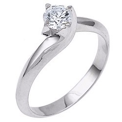 Λευκόχρυσο μονόπετρο δαχτυλίδι  Κ14