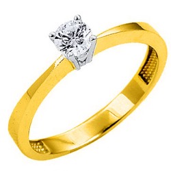 Χρυσό μονόπετρο δαχτυλίδι Κ14