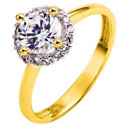 Ροζέτα μονόπετρο δαχτυλίδι από χρυσό Κ14