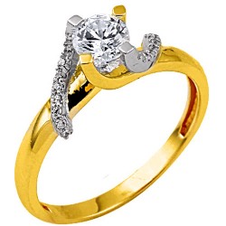 Χρυσό δαχτυλίδι μονόπετρο Κ14