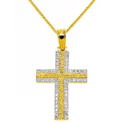 Χρυσός βαπτιστικός σταυρός Κ14 με αλυσίδα