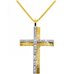 Χρυσός σταυρός Κ14 με αλυσίδα